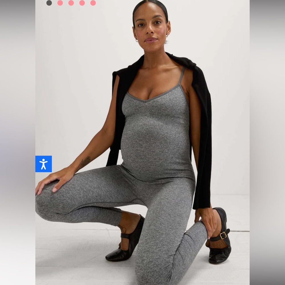 Hatch maternity body rib unitard in charcoal melange size M